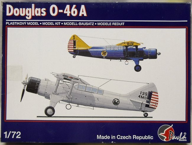 Pavla 1/72 Douglas O-46A - USAAC 2nd Observation Sq Clark Field Manila Philippines December 1941 / 118th Observation Sq Connecticut National Guard Hartford 1938 / 21st Pursuit Sq Hack Aircraft Philippine Islands 1941, 72050 plastic model kit